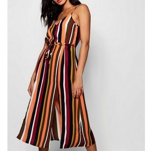 NWT Split Front Striped Midaxi Dress